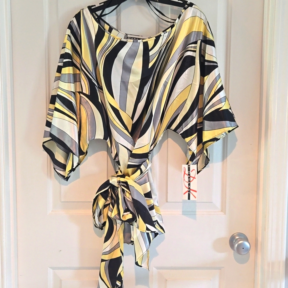 Dana Kay 16W Yellow/Black/Gray Blouse